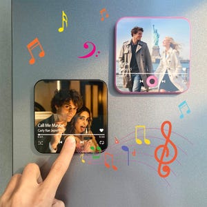 Custom Music Fridge Magnet, Personalized Photos & Music Refrigerator Magnet, Play Song Music Box Gift for Couple, Wedding Anniversary Gift
