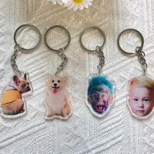 Custom Acrylic Pet Keychain, Personalized Photo Keychain, Dog / Cat Memorial Gift, Dog Keychain, Funny Portrait Gift, Gift for Pet Lover