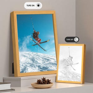 Custom Photo Night Light, Personalized Wood Frame Lamp with Custom Photo, Desk Lamp Photo Art Decor, Couple Date Photo Gift, Memorial Gift