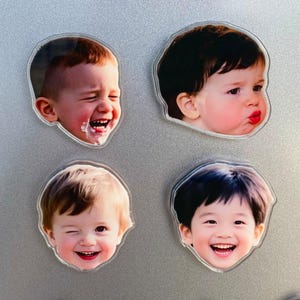 Personalized Baby Face Photo Fridge Magnet, Printed Face Freezer Magnet, Newborn Baby Boy Girl Face Picture Gift, New Dad Gift, Pet Memorial