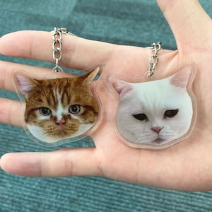 Custom Cat Keychain, Pet Portrait Charm, Dog / Cat Memorial Gift, Personalized Photo Keychain, Cat Picture Acrylic Keychain, Gift For Her