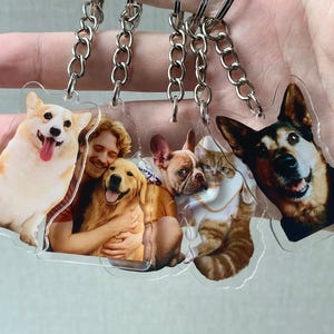 Custom Photo Keychain, Acrylic Pet Keychain Charm, Funny Portrait Printing Keychain, Dog / Cat Memorial Gift, Unique Gift for Pet Lover