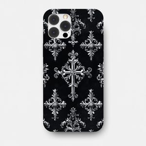 Chrome hearts case, goth case, gothic phone case, cross, y2k phone case for iPhone 16 15 14 13 12 11 pro max and Samsung S24 S23 S22 S21