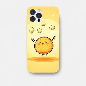Funda para teléfono, funda rígida con dibujos kawaii de panqueques y mantequilla para iPhone y Samsung, diseño de comida adorable, funda para teléfono con panqueques, funda para teléfono con desayuno