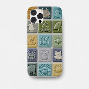 mosaic phone case, mosaic tile, kawaii animals collage phone case, summer phone case, 3D phone case, boho phone case for iPhone and Samsung