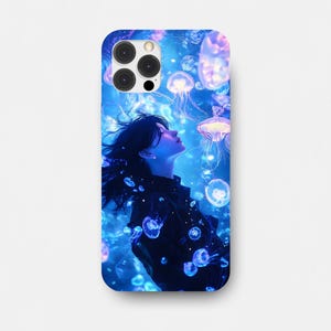 Phone Case, Anime Jellyfish Ocean Phone Case for iPhone and Samsung, Tough Case, Protective Cover, Unique Gift, Anime Accessories, Kawaii