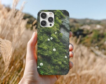 Moss and Flowers Phone Case for iPhone 17 16 15 Pro, Woodland Nature Art Cover, Samsung S26 Forest Case