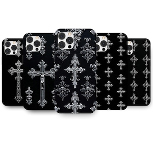 Chrome hearts case, goth phone case, gothic phone case, cross, y2k phone case for iPhone 16 15 14 13 12 11 pro and Samsung S24 S23 S22 S21