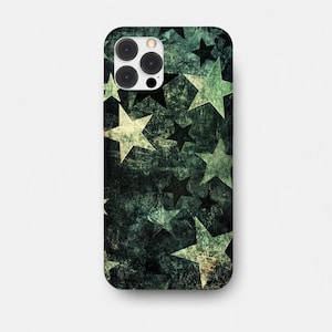Grunge Stars Modern Luminous Cover, Grunge Star Phone Case Y2K Gothic Stars for iPhone 16 15 14 13 12 11 XS, and Samsung S24, S23, S22, S21