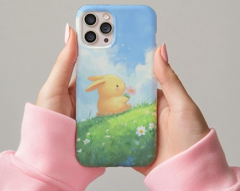 Bunny Phone Case for iPhone 17 16 15 Pro, Cottagecore Floral Rabbit Cover, Samsung S26 Easter Case