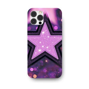 Phone Case, Cute Pink Iconic Girly Glittery Star, Bling Y2K Pink Stars for iPhone & Samsung, Stars Case, Girly Phone Cover, Sparkly Phone