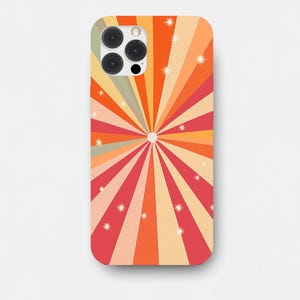 Retro Groovy Aesthetic Phone Case | Starburst Hippie Phone Cover for iPhone 16 15 14 13 12 11 pro max and Samsung S24 S23 S22 S21
