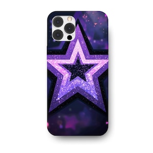 Phone Case, Purple Glittery Y2K Stars Tough Case for iPhone and Samsung, Sparkly Decorative Cover, Protective Shell, Purple Phone Case