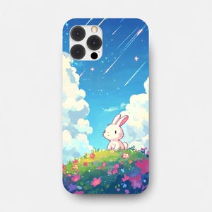 Cute Bunny Themed Phone Case ,Kawaii Bunny, Whimsical Bunny Phone Case for iPhone 16 15 14 13 12 11 pro max and Samsung S24 S23 S22 S21