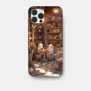 Ghosts Cute Spooky Café Ghost Halloween Book Lover Design Phone Case for iPhone 16 15 14 13 12 11 pro max and Samsung S24 S23 S22 S21