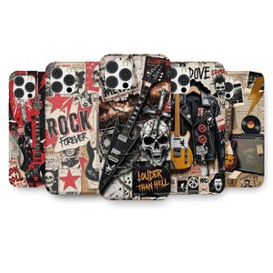 Rock Forever phone case, Rock n' Roll collage phone case for iPhone and Samsung. gift for music lovers, music lovers scrapbook collage cover