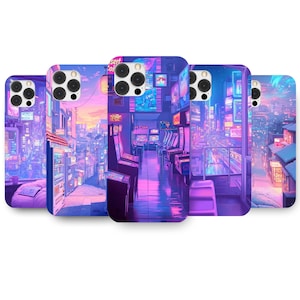 Lofi Art Aesthetic, Japanese Anime Lofi Phone Case, Cyberpunk Phone Case Anime Cover for iPhone 16 15 14 13 12 11 Samsung S24 S23 S22 S21