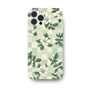 Phone Case, Sage Green Floral Pattern Phone Cover for iPhone and Samsung, Flower Aesthetic, Gift for Flower Lovers, Tough Cases, Flowers