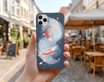 Koi Fish Phone Case for iPhone 17 16 15 Pro, Japanese Water Garden Cover, Samsung S26 Pond Case