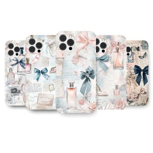 Funda para teléfono con collage coqueto y femenino, estética linda y elegante para iPhone y Samsung. Lazo elegante, tablero de estado de ánimo, regalo floral vintage para ella