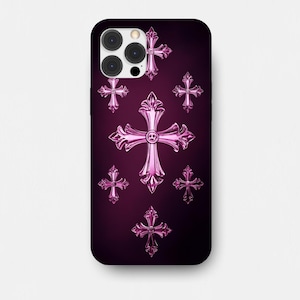 Chrome hearts case, goth case, gothic phone case, cross, y2k phone case for iPhone 16 15 14 13 12 11 pro max and Samsung S24 S23 S22 S21