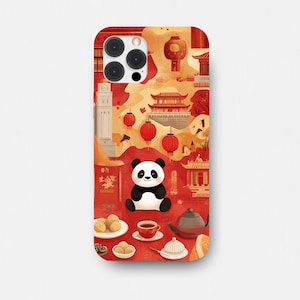 Funda para teléfono con collage de cultura china, linternas rojas, bonito diseño chino, fundas resistentes para iPhone y Samsung, funda para teléfono con collage de regalo de Año Nuevo chino