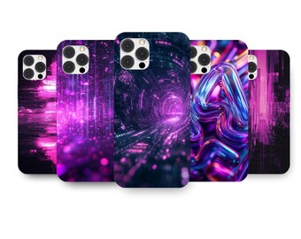 Funda para teléfono Cyberpunk, arte futurista de ciencia ficción, acabado brillante
