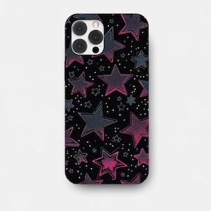 Grunge Stars Silver Luminous Cover, Grunge Star Phone Case Y2K Gothic Star for iPhone 16 15 14 13 12 11 XS, and Samsung S24, S23, S22, S21