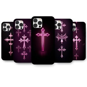 Chrome hearts case, goth phone case, gothic phone case, cross, y2k phone case for iPhone 16 15 14 13 12 11 pro and Samsung S24 S23 S22 S21