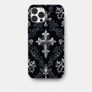 Chrome hearts case, goth case, gothic phone case, cross, y2k phone case for iPhone 16 15 14 13 12 11 pro max and Samsung S24 S23 S22 S21