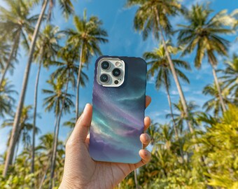 Funda para iPhone 17 16 15 Pro con diseño de cintas auroras boreales, funda cósmica para Samsung S26.