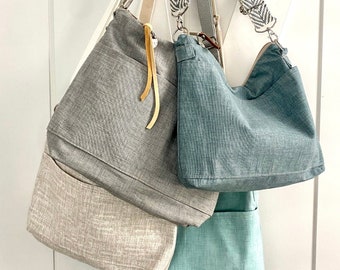 Day bag, Minimalist -  messenger  strap - Cotton Canvas purse -  by Darby Mack &  Made in the USA