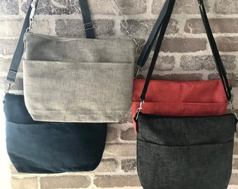 Lightweight Day bag, Minimalist -  8 inch x 10 inch, messenger  strap - purse -  by Darby Mack &  Made in the USA