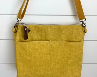 Day bag, Minimalist -  messenger  strap - Cotton Canvas purse -  by Darby Mack &  Made in the USA