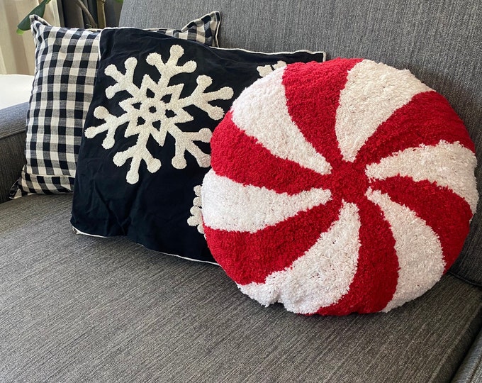 Pillow, Red and White Peppermint Candy, Sofa or Chair Decor,celebrate Etsy