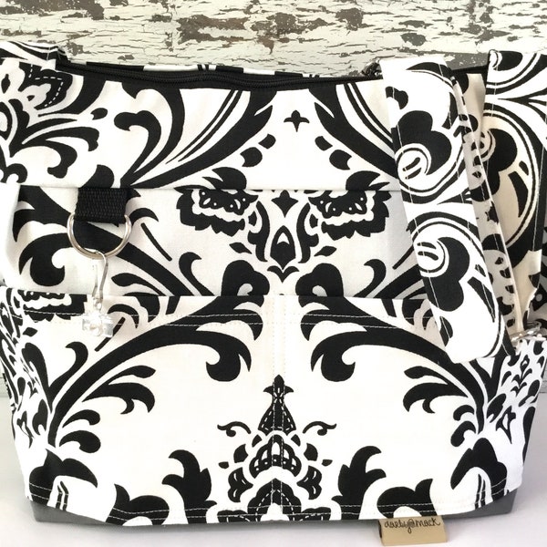 Digital Camera Bag in Black and White Damask by Darby Mack & made in America, Camera bags for Women