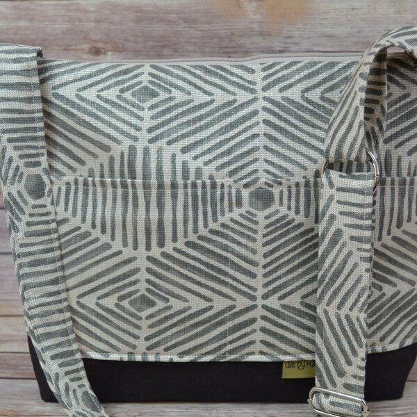 Camera Bag DSLR, Sparkle Linen & Waterproof canvas base,  purse and Camera bag / messenger strap, Geometric, by Darby Mack, in stock