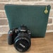 Protective Camera Pouch Camera bag insert for women, Emerald green linen, foam padded & made in the USA, DSLR pouches By Darby Mack