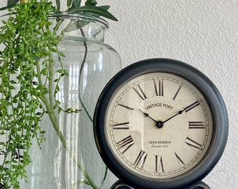 Mantel clock - Two styles, vintage urban Farmhouse look, hand painted metal