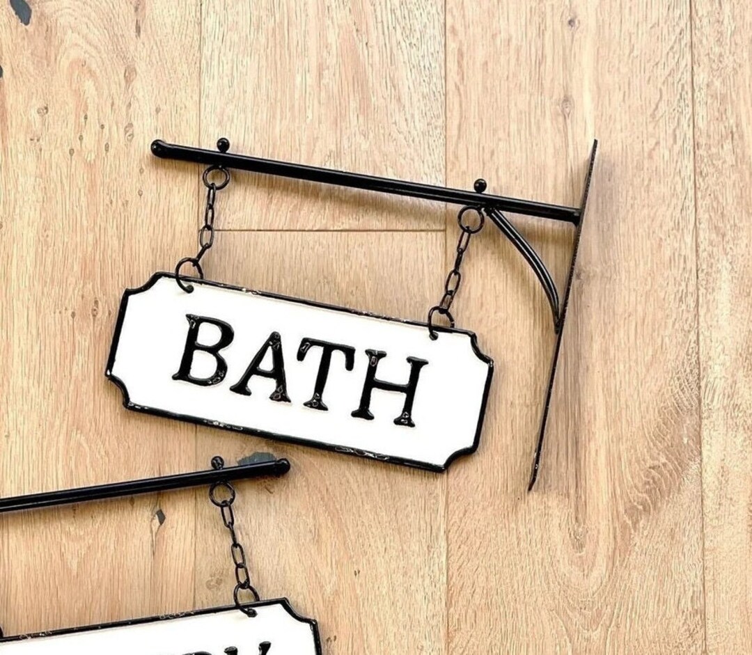 White Enamel Bathroom Sign for Your Home or Business Metal Etsy