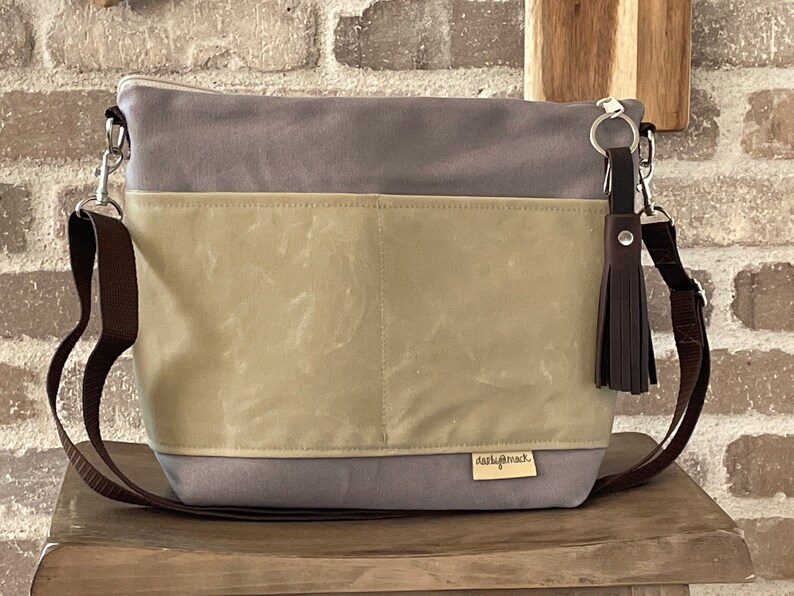 Waxed Canvas and Grey Outdoor Canvas Unisex Mack Sack by | Etsy