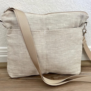 Linen Minimalist Purse,  by Darby Mack, 10 x 12 - Shoulder or crossbody bag,  made in the USA