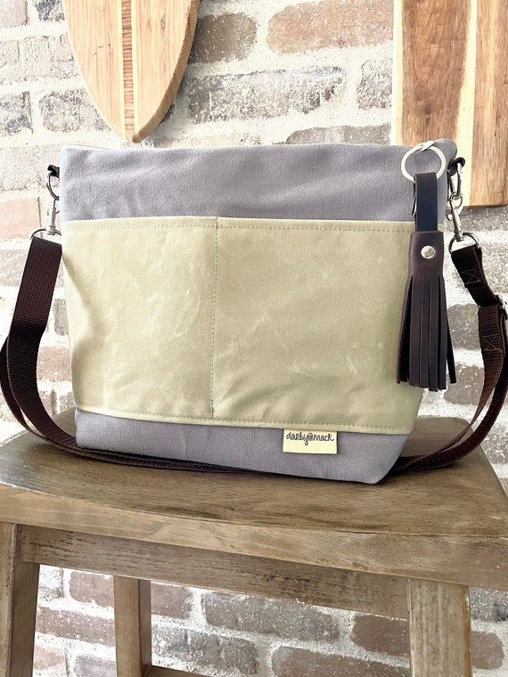 Waxed Canvas and Grey Outdoor Canvas Unisex Mack Sack by | Etsy