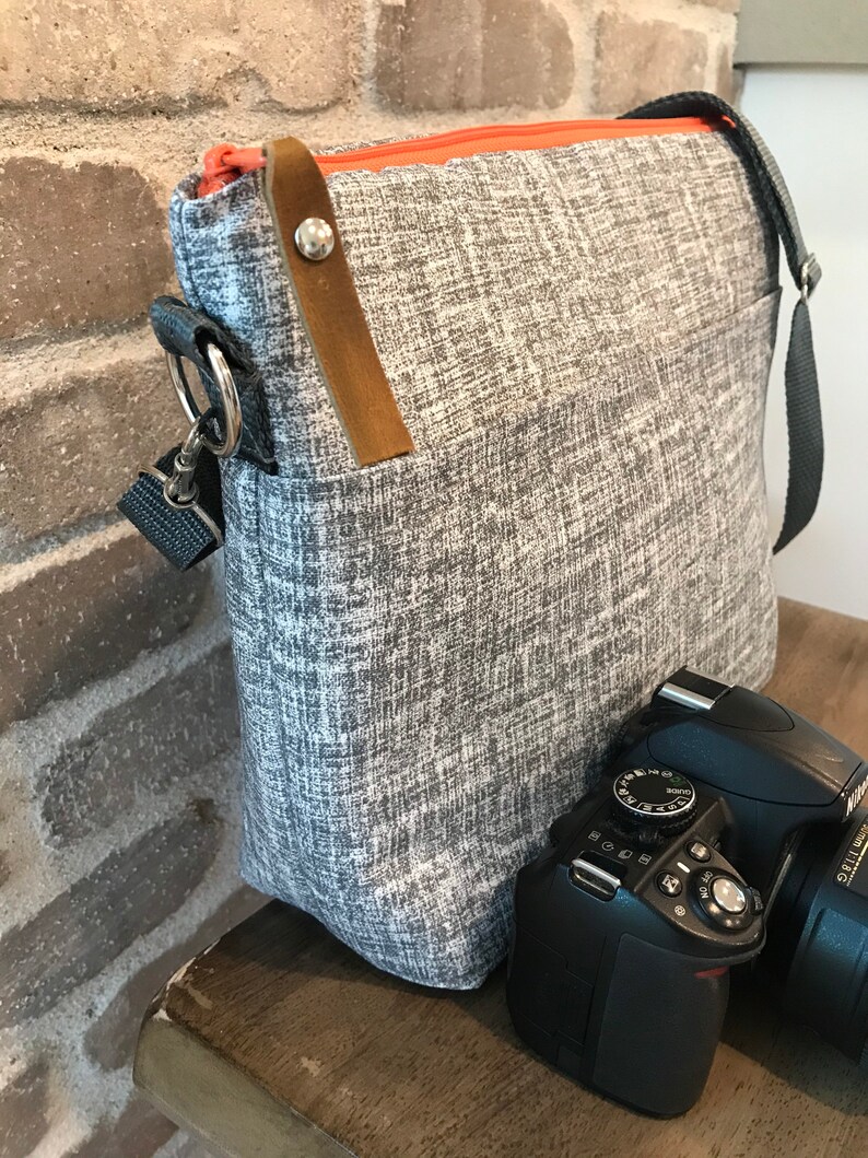 SPLASH PROOF Camera Bag in Grey and Orange by Darby Mack & Etsy