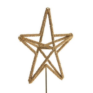 The Christmas Store Beaded STAR  Christmas tree topper, golden Glass Beads - Vintage crystal,  Christmas tree