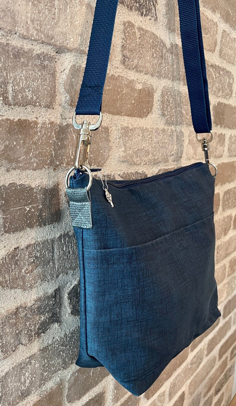 Lightweight Day bag, Minimalist 8 inch x 10 inch, messenger strap purse by Darby Mack & Made in the USA image 6