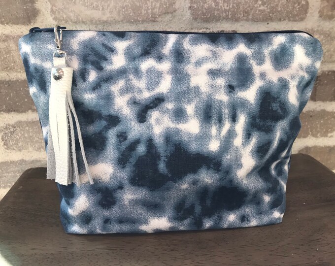 Camera Pouch, Camera Bags Made in the USA, Foam Padded, Navy Bllue Ikat