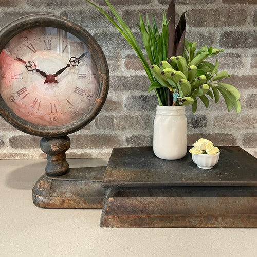Kitchen Scale - working clock, Antique farmhouse design, shops Vintage finish - black, brown and tan