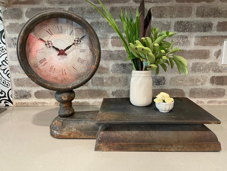 Kitchen Scale - working clock, Antique farmhouse design, shops Vintage finish - black, brown and tan