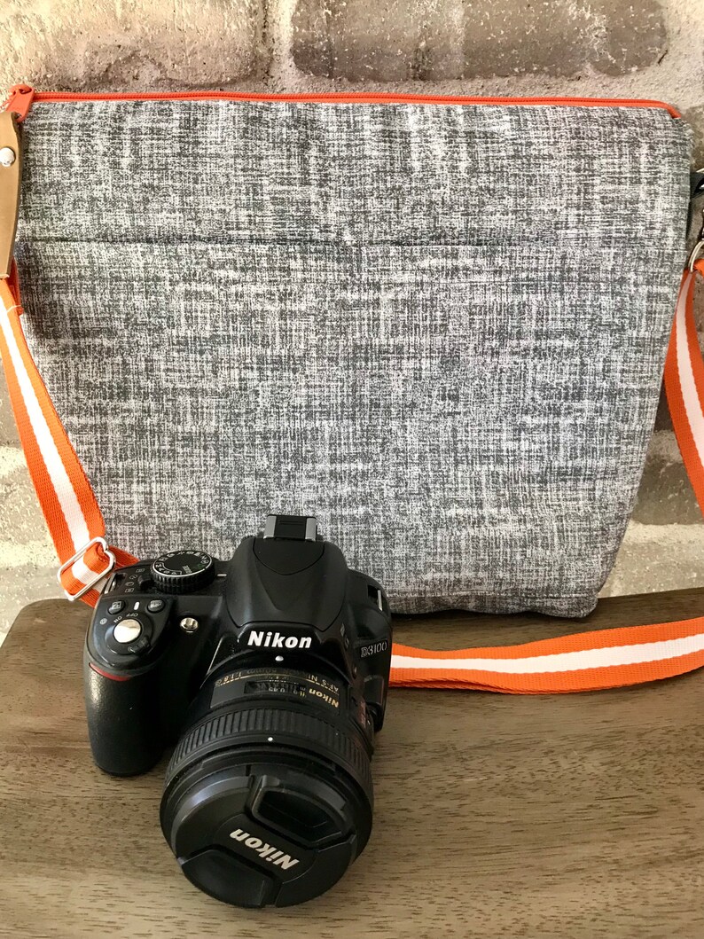 SPLASH PROOF Camera Bag in Grey and Orange by Darby Mack & Etsy